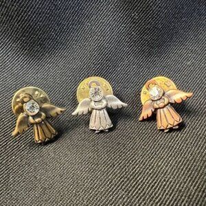JJ Jonette Jewelry Angel Pins With Crystal Detail 3-Piece Set